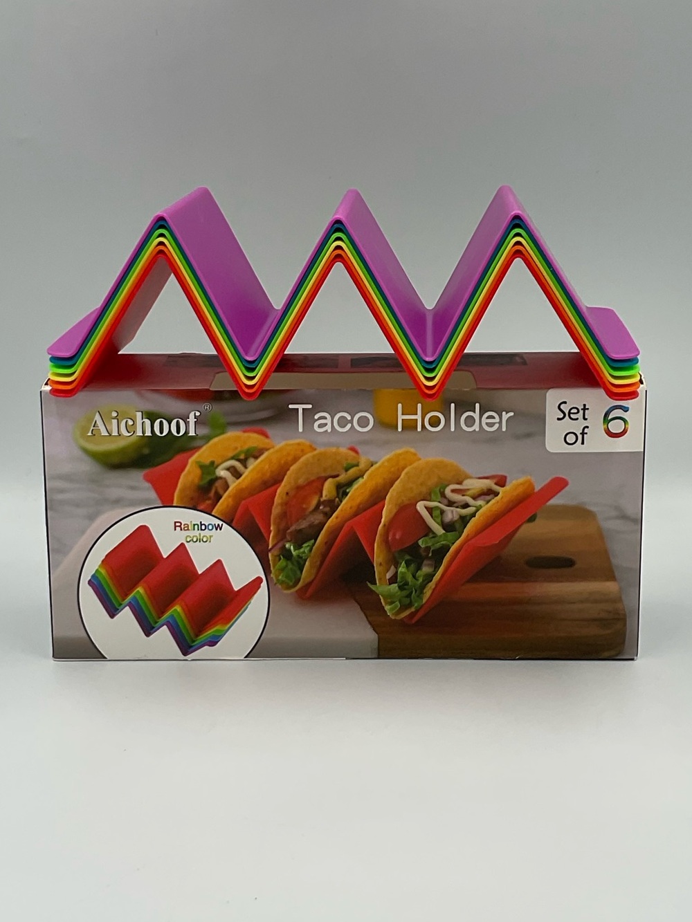 Aichoof Rainbow Color Taco Holders - Set of 6